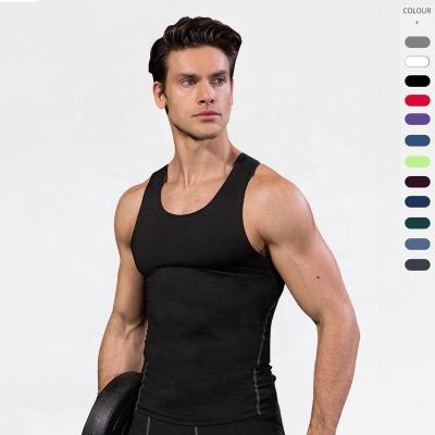 China QUICK DRY Men Compression Sporty Base Layer Fitted Fitness Sleeveless Bodybuilding Muscle Gym Workout Quick Dry Active Tank Tops for sale