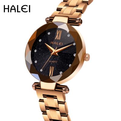 China Premium Water Resistant HALEI Watch Brand Business Ladies Watch Stainless Steel Women Luxury Quartz Wristwatches for sale