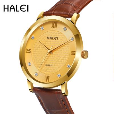 China Hot Sale HALEI Luxury Brand Fashion Luxury Men's Watch Men's Quartz Genuine Leather Watches for sale