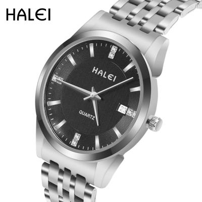 China HALEI Waterproof Watch Set Brand Luxury Men Watch Classic Business Fashion Stainless Steel Men's Quartz Watches Good Quality for sale