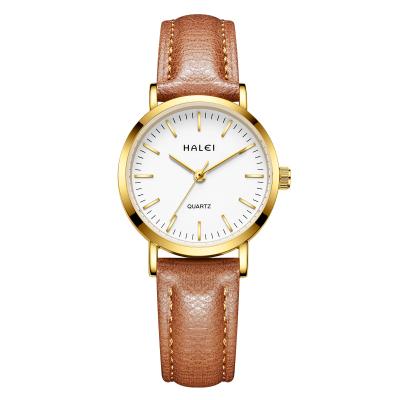 China HALEI Waterproof Luxury Genuine Leather Women Watch Quartz Movement Classic Women Watch Waterproof Ladies Quartz Watches for sale