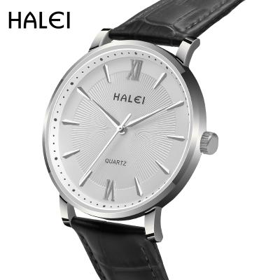 China HALEI Water Resistant Fashion Brand Premium Watch Scale Watch Luxury Women Ladies Quartz Roman Numeral Genuine Leather Watches for sale