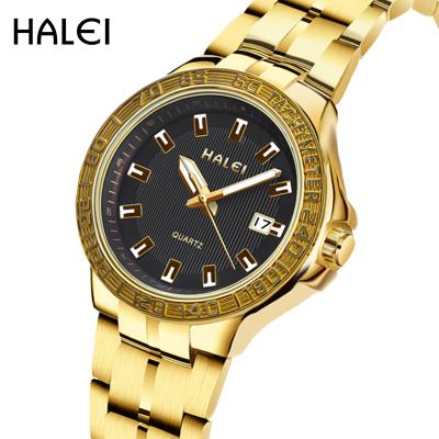 China HALEI Stainless Steel Waterproof High Quality Ladies Watches Female Popular Casual Waterproof Quartz Women Watches 3ATM for sale