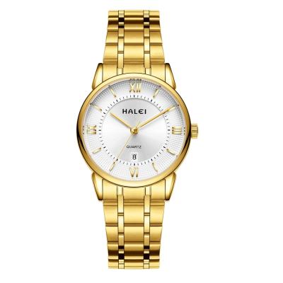 China Automatic Wristwatch Premium Date HALEI Female Stainless Steel Women Quartz Luxury Watches for sale