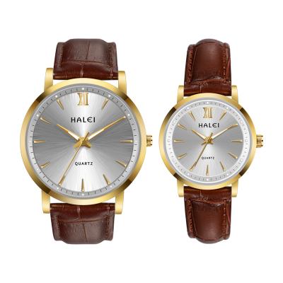 China Premium High Quality Water Resistant HALEI Unisex Watch Leather Watch Fashion Couples Quartz Luxury Wristwatches for sale