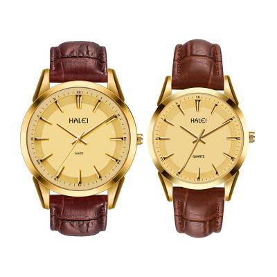 China Water Resistant HALEI Brand Premium Watch High Quality Unisex Water Proof Leather Couple Watches Quartz Luxury Watches for sale