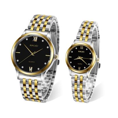 China Halei Brand Luxury Waterproof Gorgeous Gorgeous Alloy Fast Case Dress Stainless Steel Strap Fashion Couples Quartz Watch Fashion\Strong Delivery Glass With FCC for sale