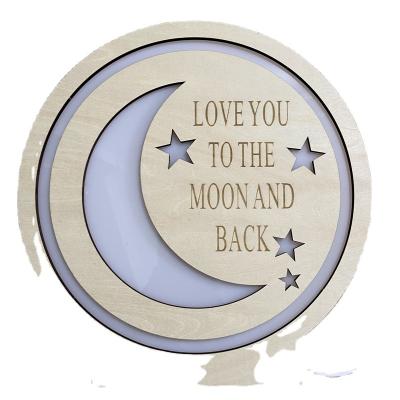 China Promotion Decorative Gifts Creative Customizable Gift For Valentine's Day Girlfriend/Boyfriend Personalized Wooden Night Light With Words To Tell Him/Her for sale