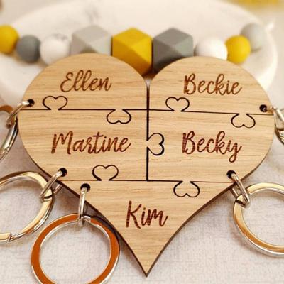 China Couples Key Chain Key Chain Ornaments Gift Love Puzzle Key Chain Pendant Creative Trending Wood Crafts Decorations for sale