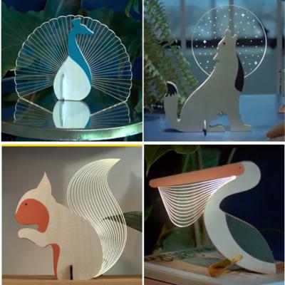 China Home Decor Led Animal Lamp Peacock Toucan Border Dolphin Modeling Lamp Acrylic Light Home Decoration Decorative Lamp for sale