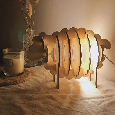 China 3D Puzzle Wooden Bedside Lamp Sheep Night Assembly Bedroom Table Lamp Home Decorations Modern Border Hot Selling Model Gift for sale