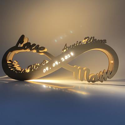 China Customizable Contemporary High Quality Letter Night Light Maple Europe Promotion Wooden Lamp for sale