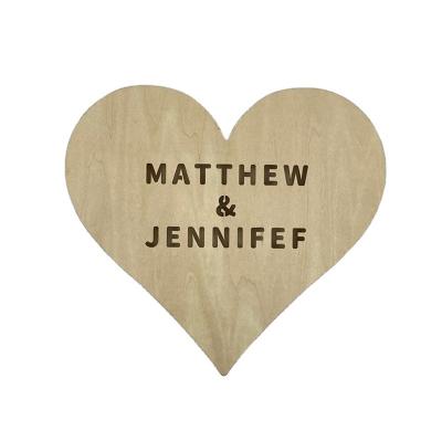 China Unique Art 2022 Modern Creative Wooden Gift Home Decoration Customizable Name and Date LED Night Heart Shaped Wooden Light for sale