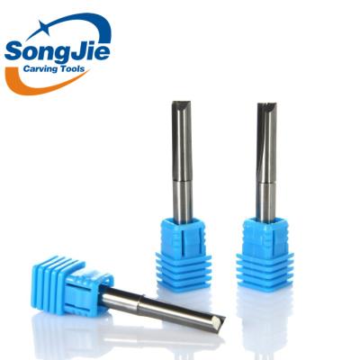 China Carbide Tungsten Carbide CNC End Mill Double Flutes Straight Bit For Wood for sale