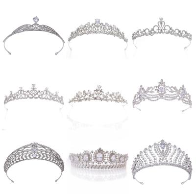 China Bridal Crown S003 Bride Wedding Princess Birthday Hair Accessories Rhinestone Tiara Crown Luxury Bridal Zircon Tiaras High Quality Silver for sale