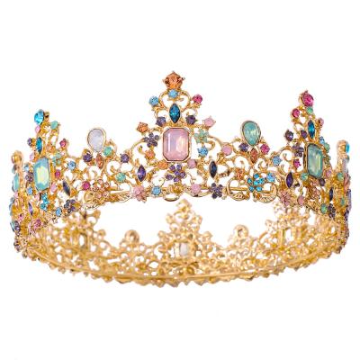 China BRIGHT Alloy+Rhinestone DA229 Baroque Bride Tiara Amazon Wedding Accessories Crown Princess Round Pageant Bridal Crown Customizable for sale