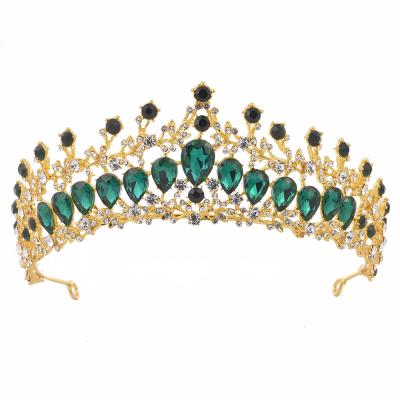 China Korean soft alloy inlaid rhinestone bride crown BRIGHT Korean soft leaf shape princess crown headdress DA102 for sale