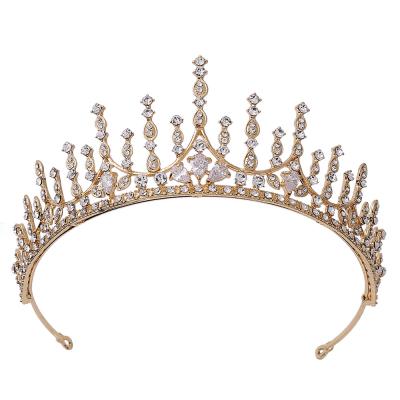 China DA217 Luxury BRIGHT Rhinestone Palace Style Birthday Party Geometric Tiara Inlaid Zircon Headband Bridal Crown for sale