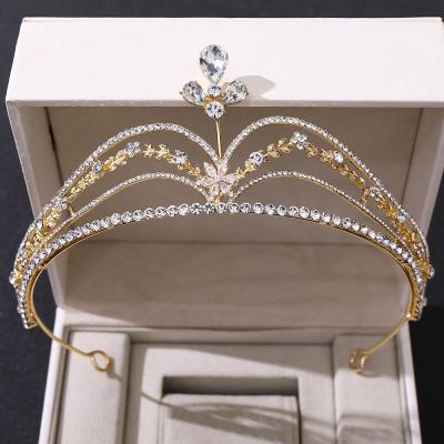 China DA246 Small Flower Shape Wedding Anniversary Headpiece Simplicity Korean BRIGHT Bride Bride Crown With Zircon for sale