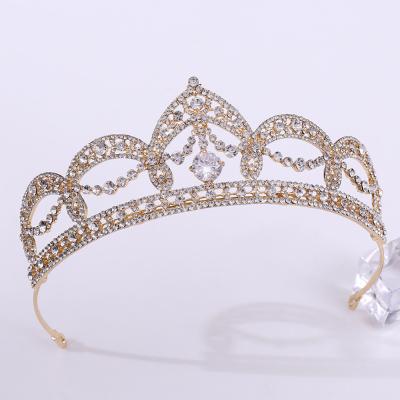 China Crown BRIGHT DA266 Wedding Tiara European and American Wedding Tiara Alloy Inlaid Zircon Princess Rhinestone Bride European and American Wedding Tiara for sale