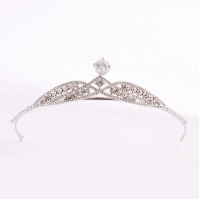 China Silver Princess Bridal Tiara Crown Zircon BRIGHT DA056 Wedding Tiaras Jewelry Party Tiara Crystal Pageant Crowns Bride Hair Accessories for sale