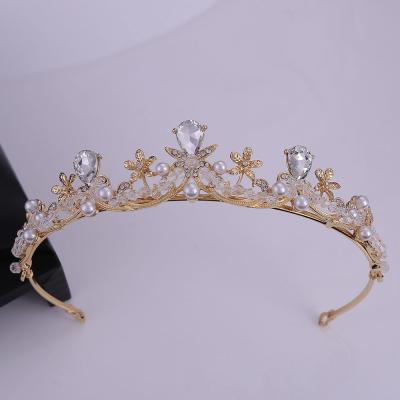 China Tiara Princess Children Bridal Hair Tiaras Wedding Hair Accessories Birthday Handmade Flower Crown For Bride DA158 BRIGHT for sale