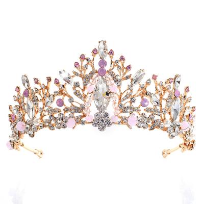 China DA070 BRIGHT Korean Handmade Crystal Bridal Crown Rhinestone Rhinestone Wedding Dress Tiara Headbands Crown for sale