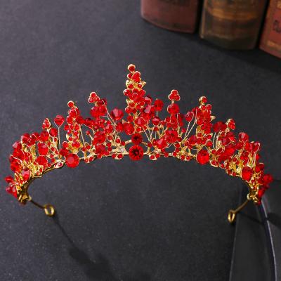 China DA230 BRIGHT Korean Wedding Headpiece Korean Wedding Tiaras Beaded Princess Birthday Gift Bride Crystal Crown for sale