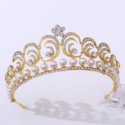 China BRIGHT Tiara Headdress Hair Accessories DA046 Wedding Bridal Tiaras Gold Crystal Princess Crowns For Brides Bride Hair Accessories for sale