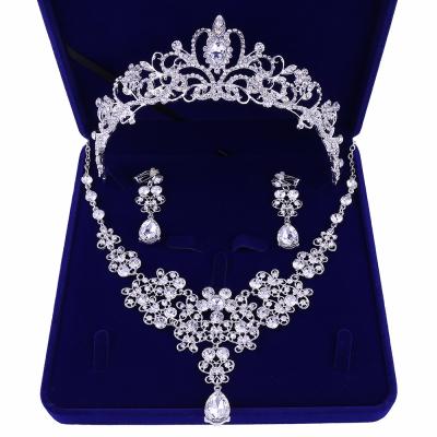 China New CLASSIC three-piece crown bridal gift box necklace wedding jewelry headwear DA010-S wedding dress accessories for sale