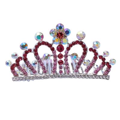 China DA021-C Korean sweet and cute Korean children drop shape hairpins rhinestone girls princess tiara birthday show hair comb crown for sale