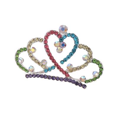 China DA007-C Sweet and Cute Korean Children's Jewelry Holiday Performance Princess Birthday Color Rhinestone Hair Comb Crown for sale