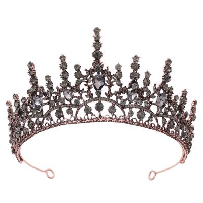 China DA243 Halloween LUMINOUS Baroque Black Wedding Crown Pageant Crystal Crown Luxury Baroque Tiara For Bride Hair Accessories for sale