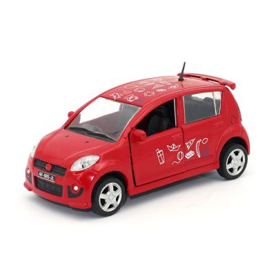 China Toy Chinese Style Design Red Diecast Mini Metal Wheel Free Door Pull Back 1:32 Small Toy Diecast Model Car for sale