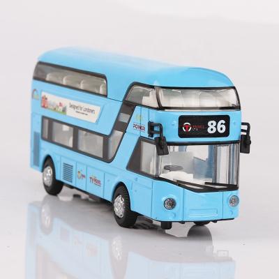 China Diecast Play 1 Diecast Bus Alloy Bus Toy Car Model 36 Scales Sound And Light Car Model Simulation Double Decker Bus Model Toy for sale