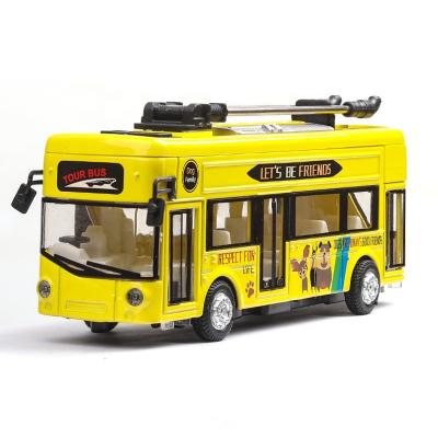 China Hot New Toy Amazon OEM 1/36 Scale Diecast Diecast Buses Metal Toy Bus Simulation Diecast Pullback Work Bus Diecast Models for sale