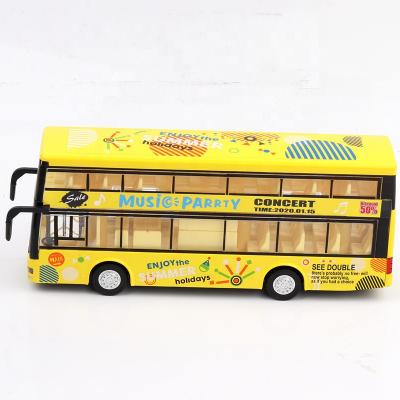 China 1/36 Toy Double Decker Bus Alloy Simulation Bus Toy Sound and Light Die-Cast Models of Pull Back Toy Bus for sale