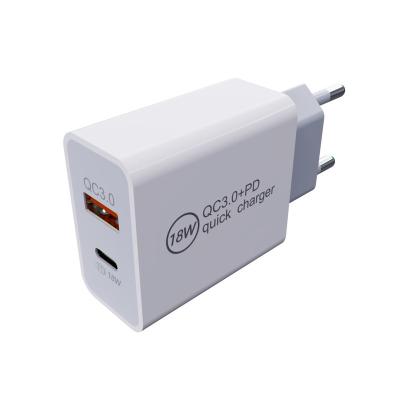 China QC3.0 EU USA Plug 18W Dual USB Ports Wall Mount Power Adpater Wholesale High Quality Fast Charging Chargers For Phone for sale