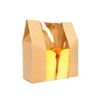 China Recycled Materials Manufacturer Custom Toast Paper Bread Bag With Clear Window for sale