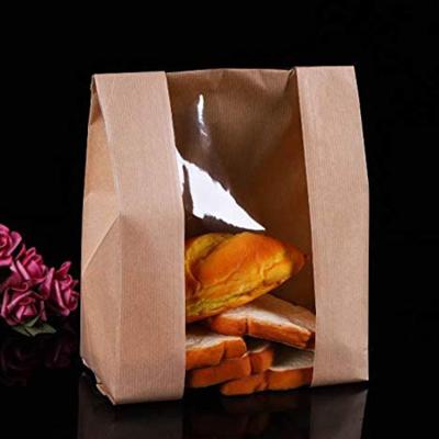 China Recycled Materials Toast Bread Baking Transparent Takeout Food Window Kraft Paper Bag Packaging for sale