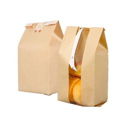 China Recycled Materials Toast Bread Baking Transparent Takeout Food Window Kraft Paper Bag Packaging for sale