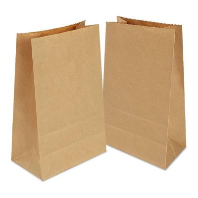 China Recycled Materials Food Packaging Takeout Bag Square Bottom Kraft Paper Flat Bag for sale