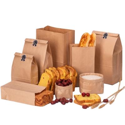 China Recycled Materials Wholesale Cheap Price Craft Food Grade Kraft Paper Wrapping Fast Food Brown Custom Takeaway Bread Paper Bags With Logo Print for sale