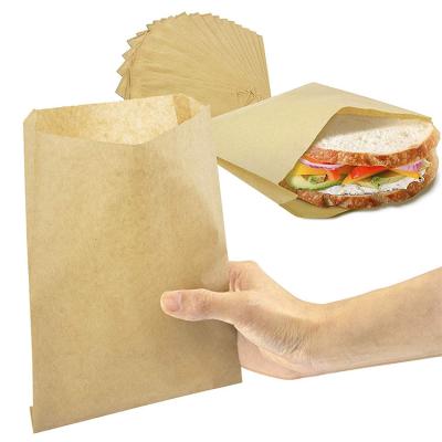 China Recycled Materials Custom Printed Logo Grease Oil Proof Burgers Bread Burger Donuts Caterer Packaging Fried Food Kraft Paper Bags Greaseproof for sale