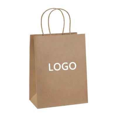 China Recycled Materials Custom Printed Handle Kraft Paper Bag Brown Biodegradable Gift Packaging Shopping Bags for sale