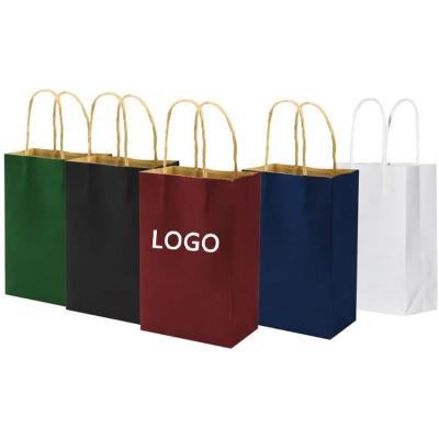 China Recycled materials wholesale grocery kraft paper gift bag with handle clothing store bag with customization logo for sale