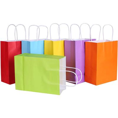 China High Quality Recycled Materials Kraft Paper Bag With Handle For Party Colorful Paper Bags With Logo Print for sale