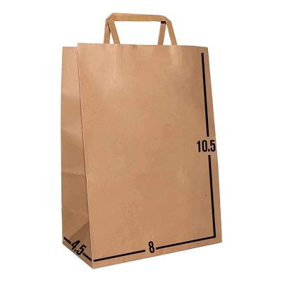 China Recycled Materials Flat Handle Recyclable Kraft Paper Bag Gift Kraft Paper Shopping Bags for sale