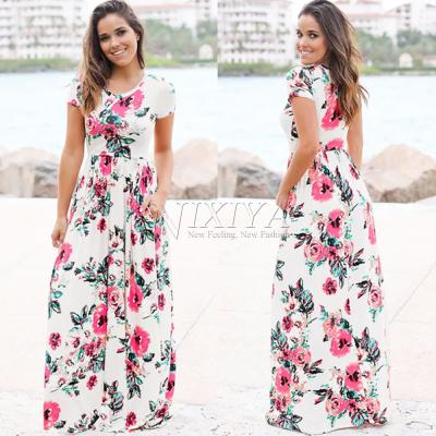 China Guangzhou Anti-Static Maxi Dress Floral New Styles Cheap Plus Size Dress Printed Floral Dress Sale for sale