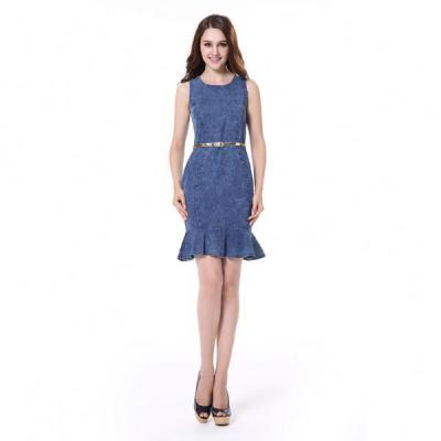 China Short Dress Turkey Anti-Static Denim Dress With Tail Jeans Dress for sale